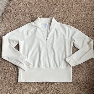 Athleta Cream Ribbed Collar Pullover